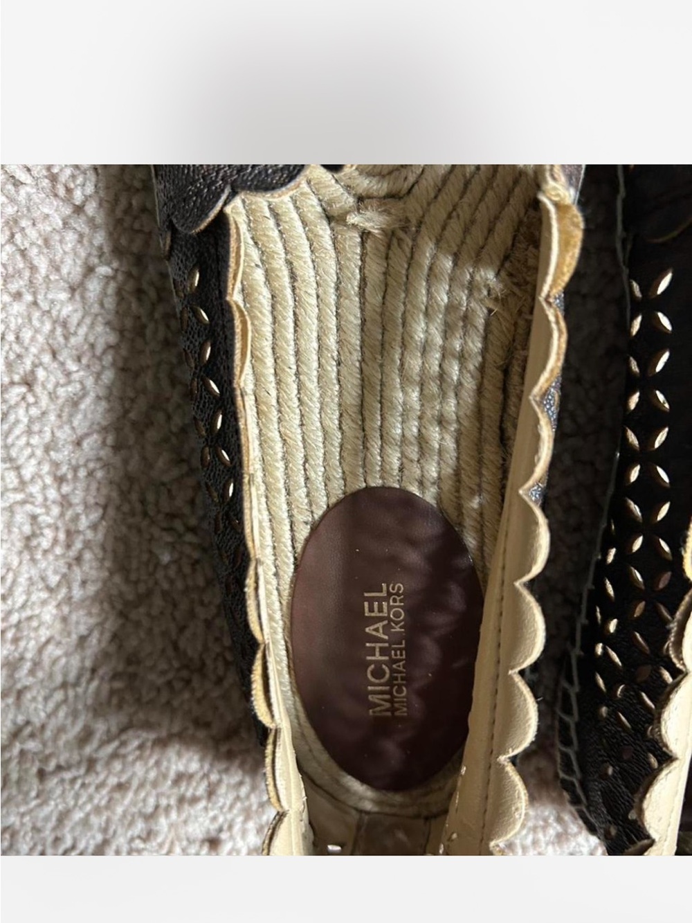 MICHAEL Michael Kors Alexis Brown Laser Cut Perforated Espadrille Flats - Sz 9 - Picture 6 of 7